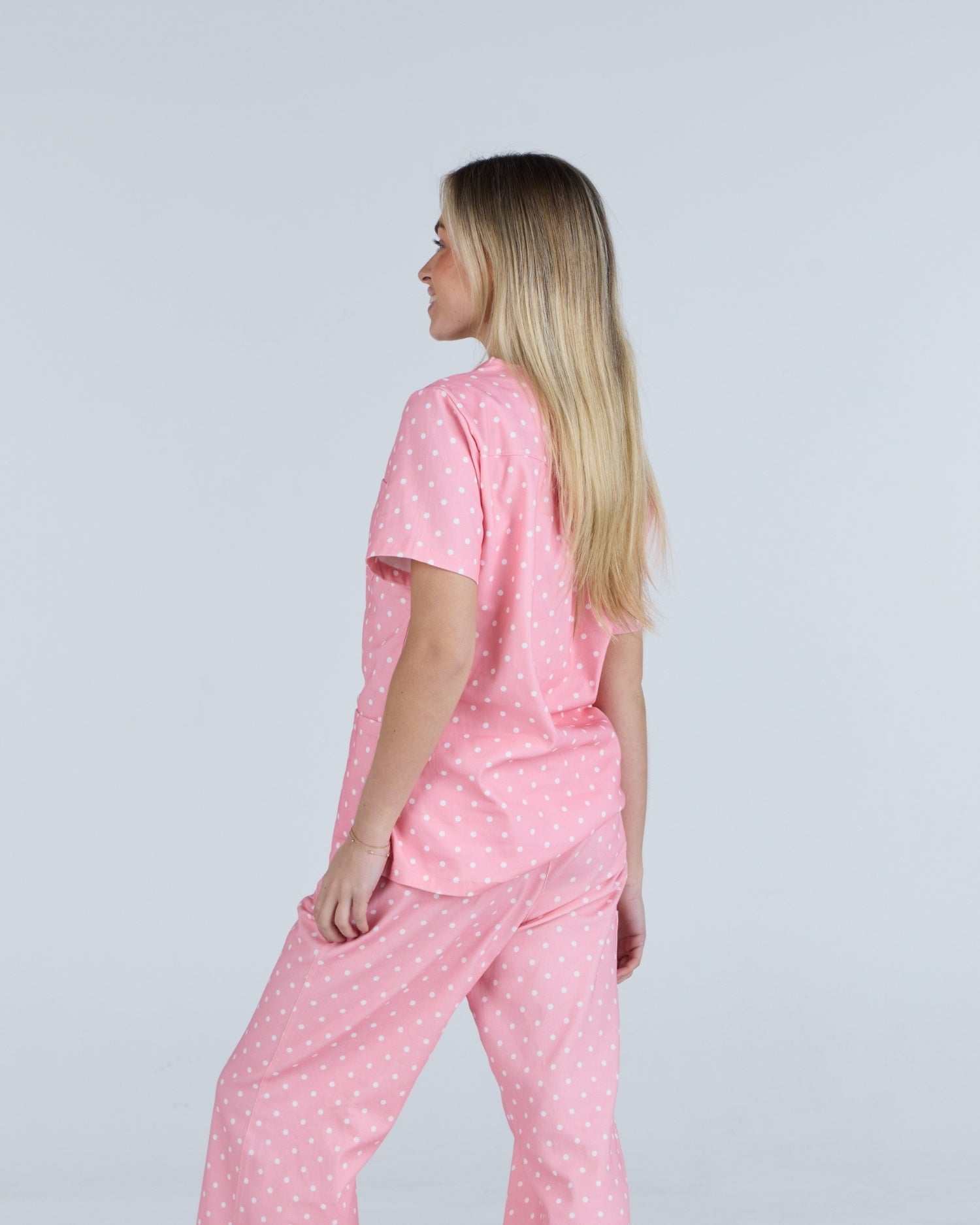 Three Pocket Scrub Top Peony Polka