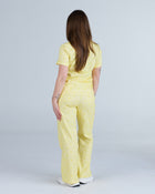 Three Pocket Scrub Top Butter Cream Polka