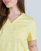 Three Pocket Scrub Top Butter Cream Polka