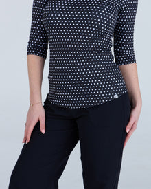 3/4 Sleeve Underscrub Black and White Polka