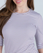 3/4 Sleeve Underscrub Brown Stripes