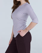 3/4 Sleeve Underscrub Brown Stripes