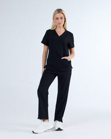 Duo Pocket Scrub Top Ink Black