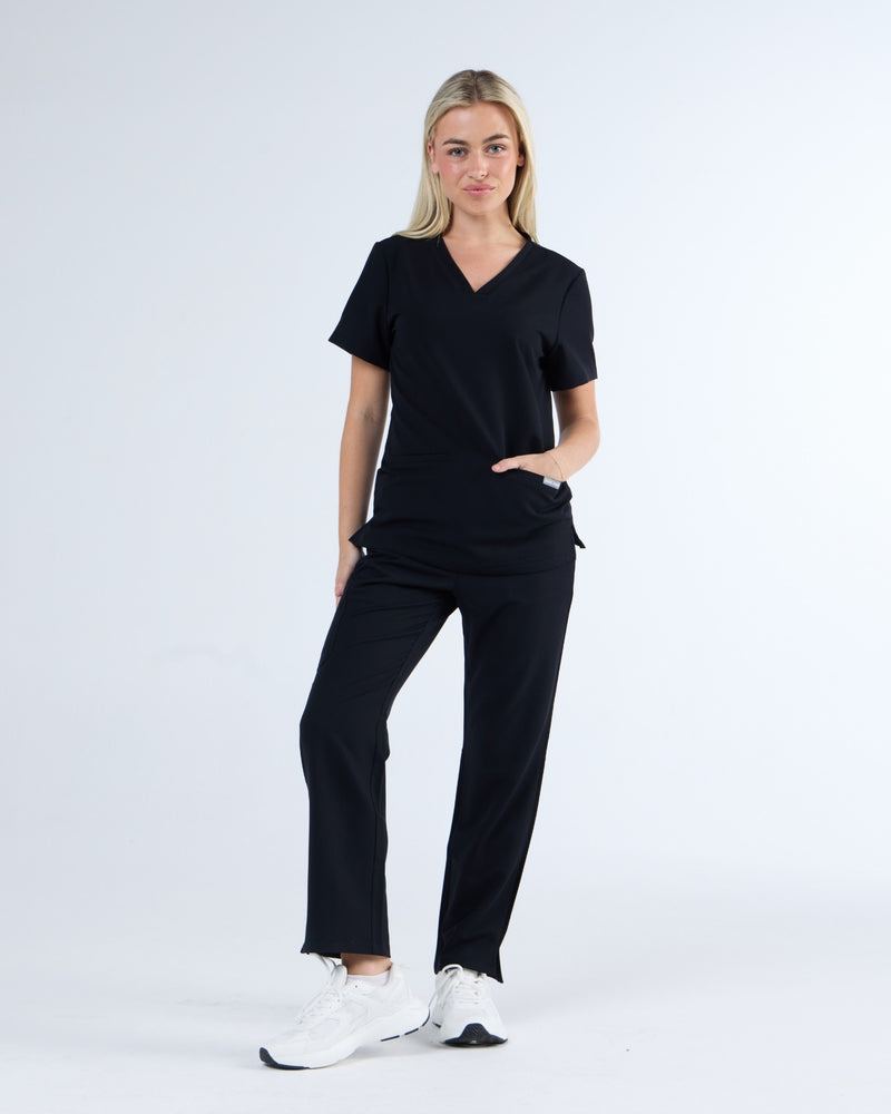 Duo Pocket Scrub Top Ink Black
