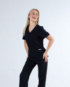 Duo Pocket Scrub Top Ink Black