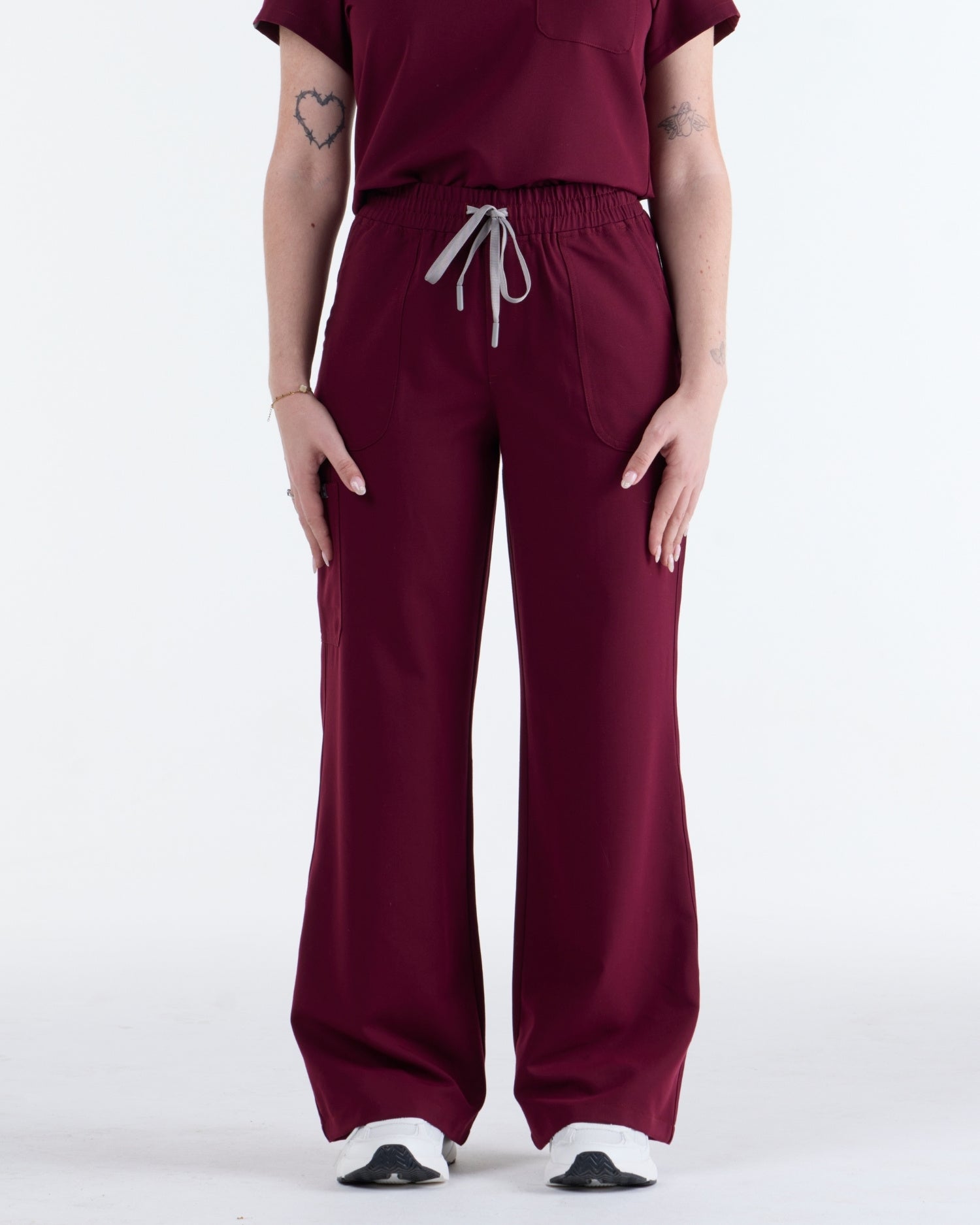 Lounge Leg Scrub Pants Rouge Burgundy
