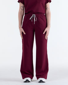 Lounge Leg Scrub Pants Rouge Burgundy