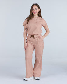 Lounge Leg Scrub Pants Cappuccino Gingham