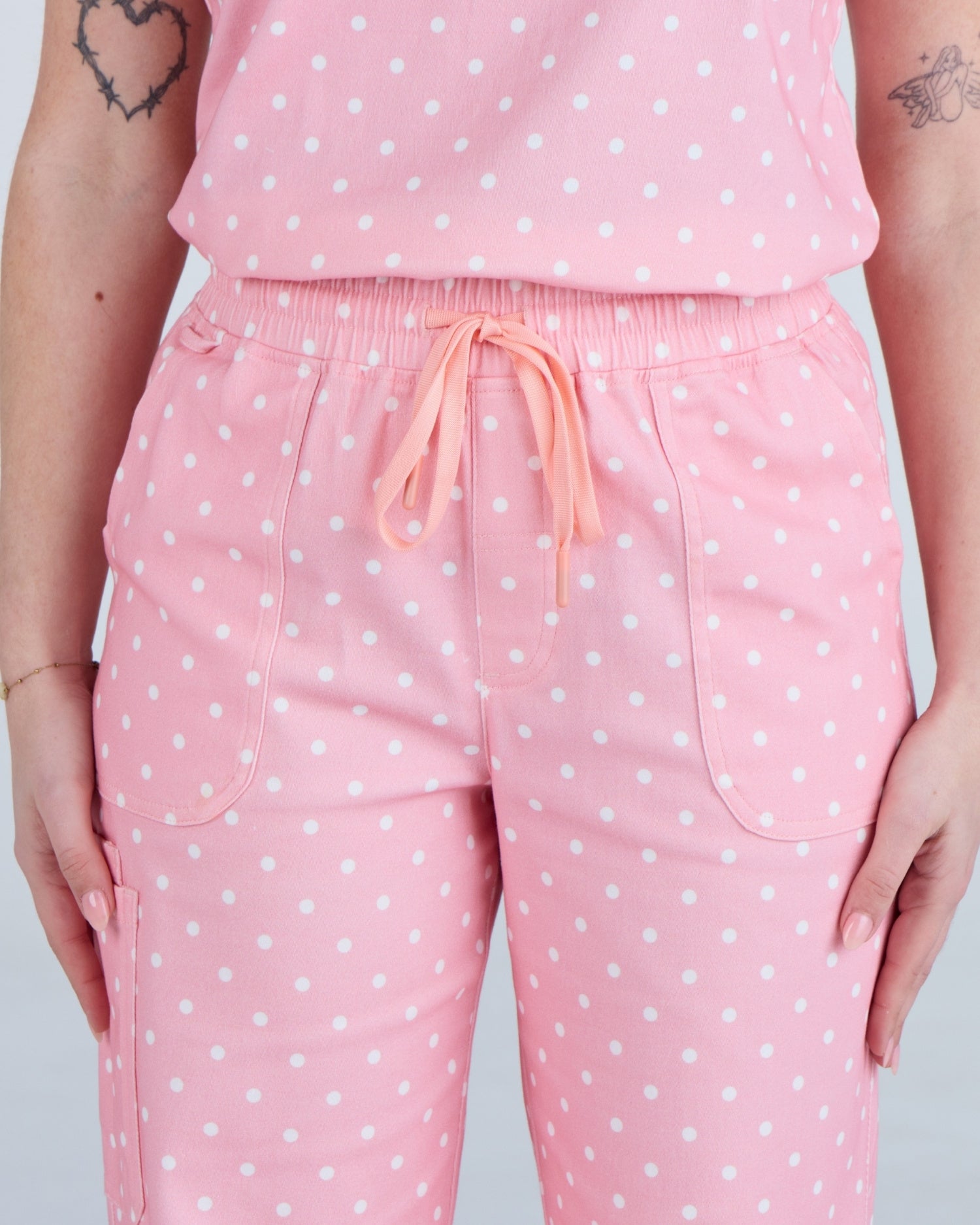 Lounge Leg Scrub Pants Peony Polka