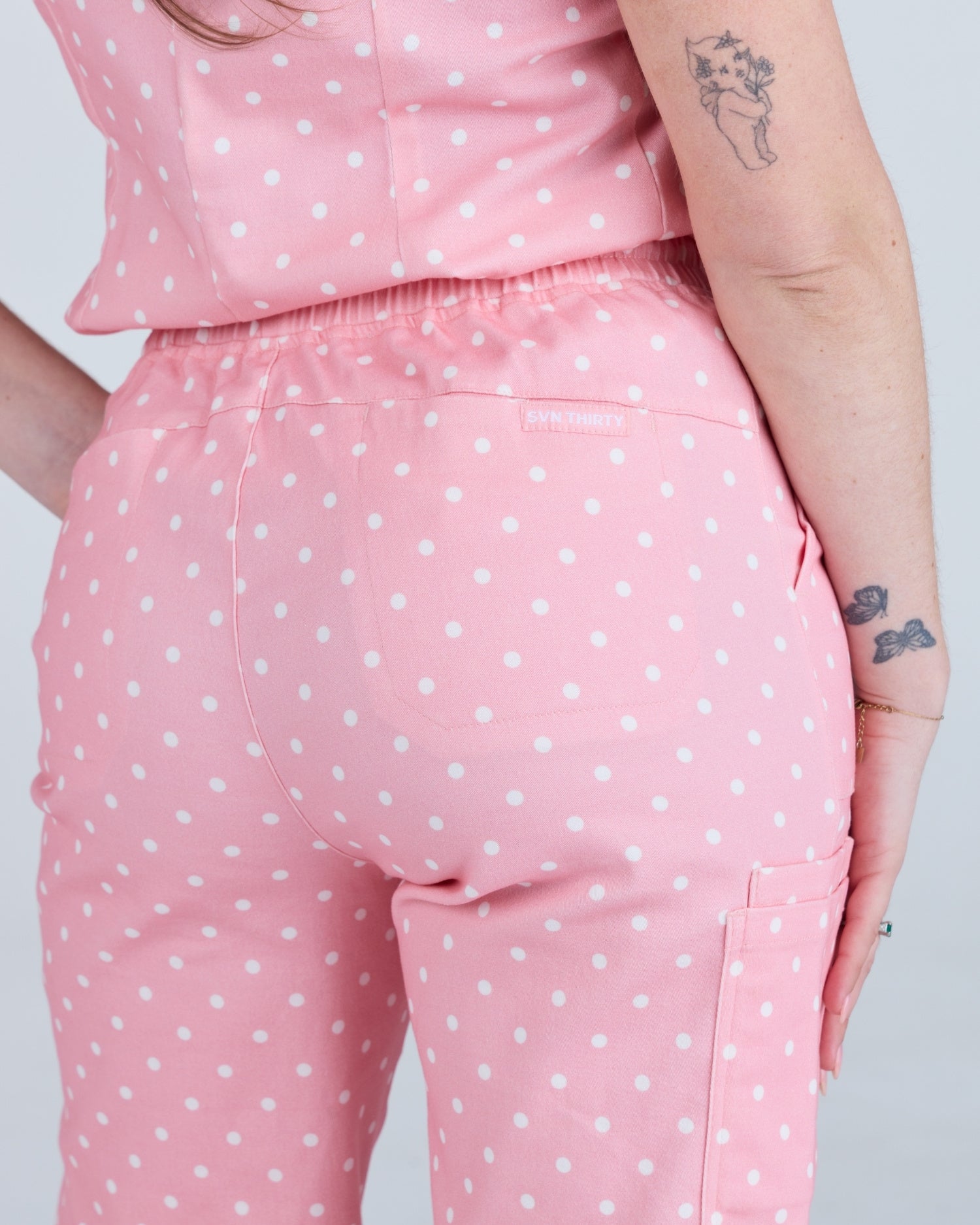 Lounge Leg Scrub Pants Peony Polka