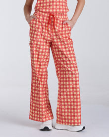 Lounge Leg Scrub Pants Ruby Gingham