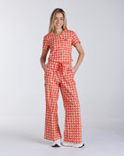 Lounge Leg Scrub Pants Ruby Gingham