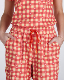 Lounge Leg Scrub Pants Ruby Gingham