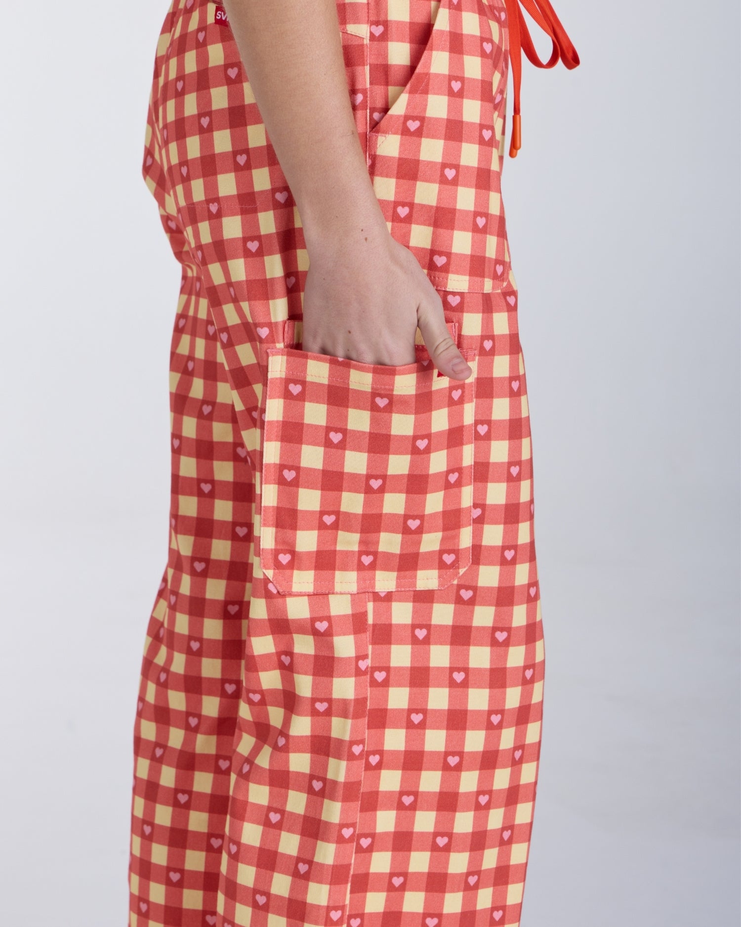 Lounge Leg Scrub Pants Ruby Gingham
