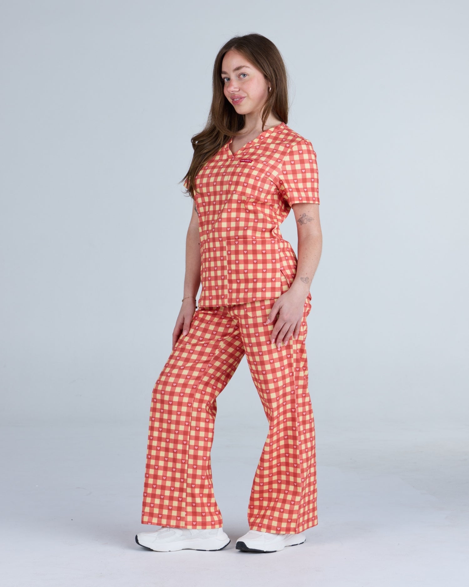 Lounge Leg Scrub Pants Ruby Gingham