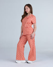Lounge Leg Scrub Pants Ruby Gingham