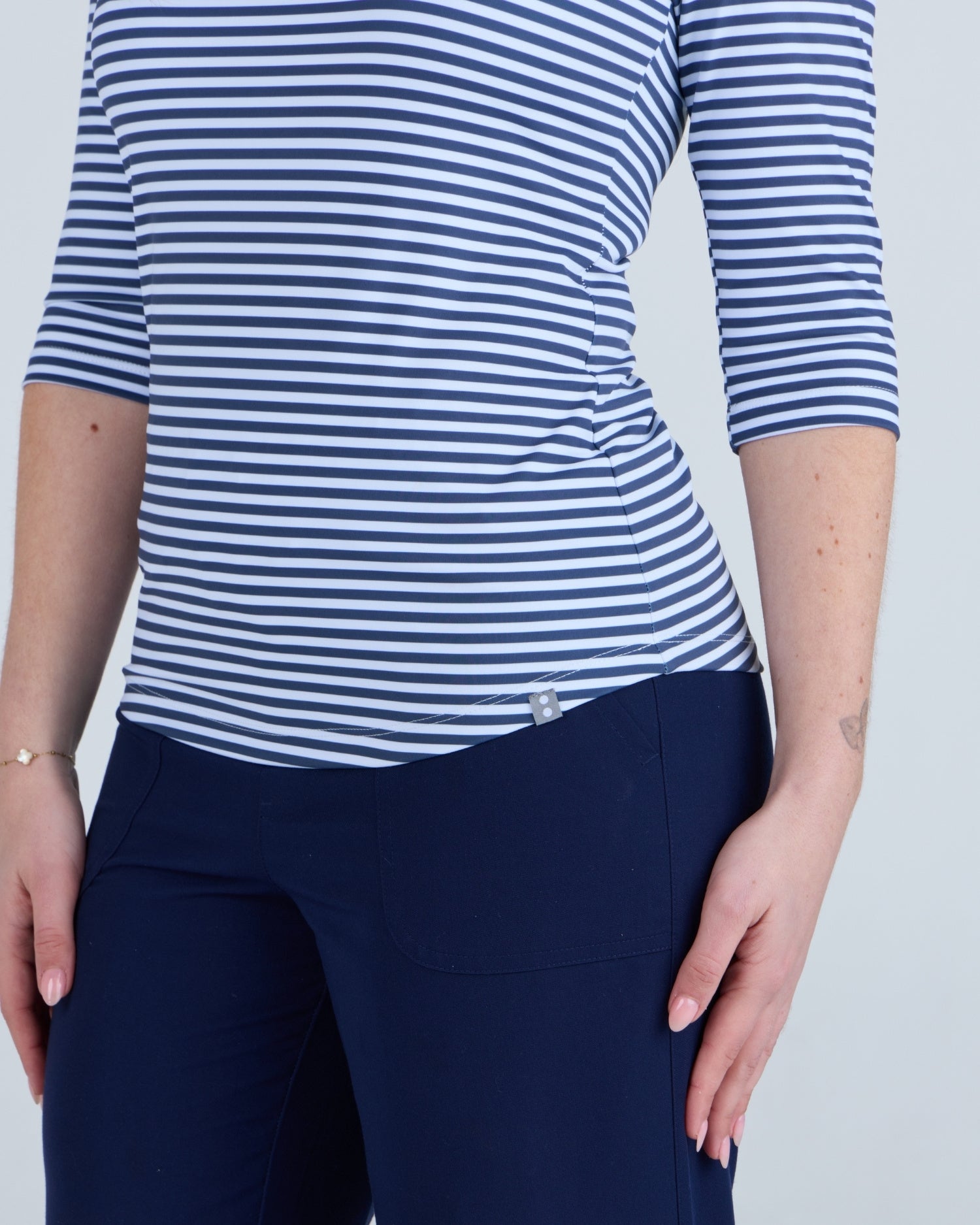 3/4 Sleeve Underscrub Navy Stripes