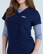 3/4 Sleeve Underscrub Navy Stripes