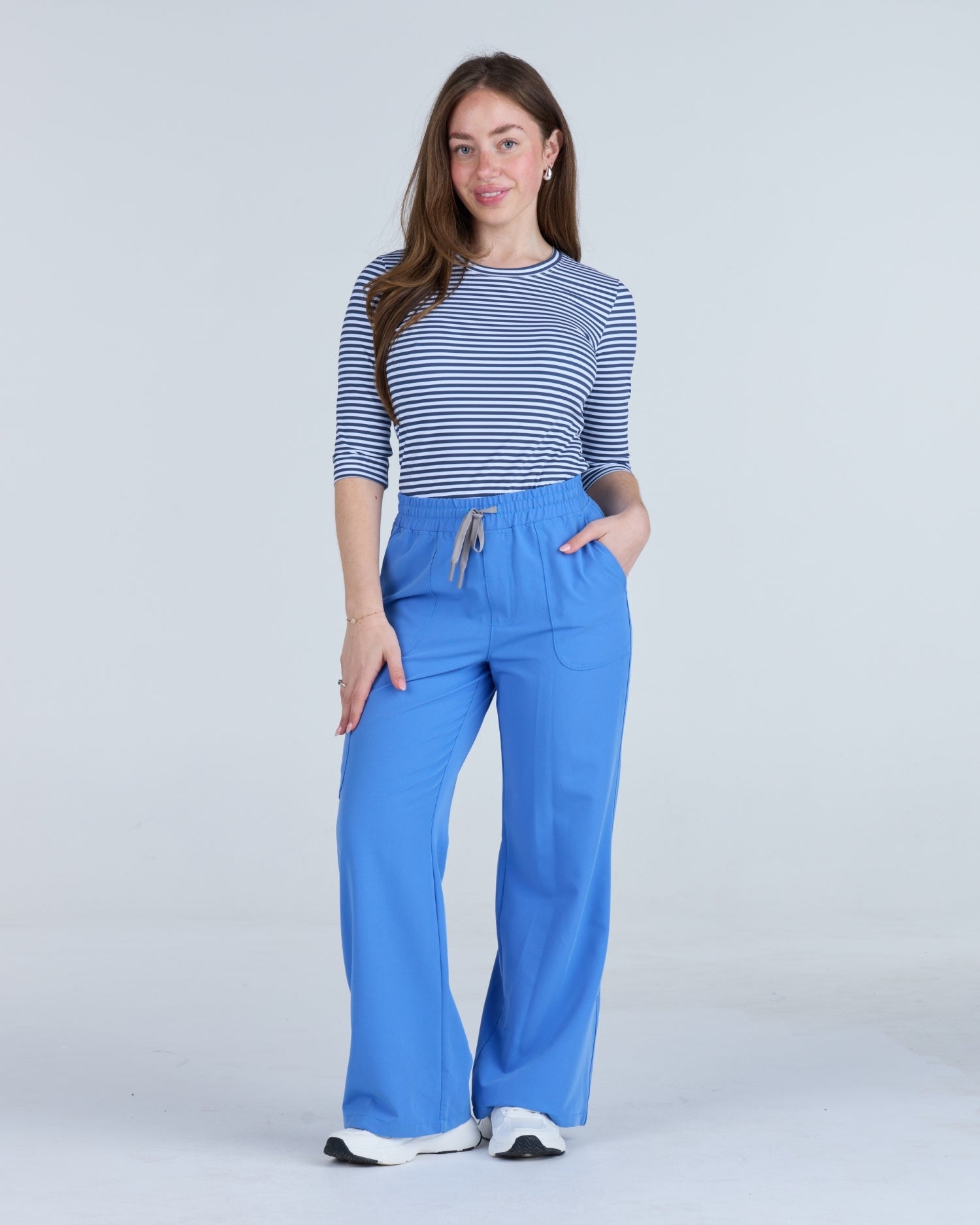 3/4 Sleeve Underscrub Navy Stripes