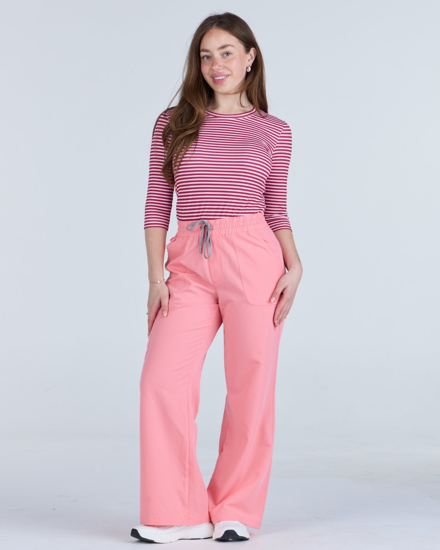 3/4 Sleeve Underscrub Pink Stripes