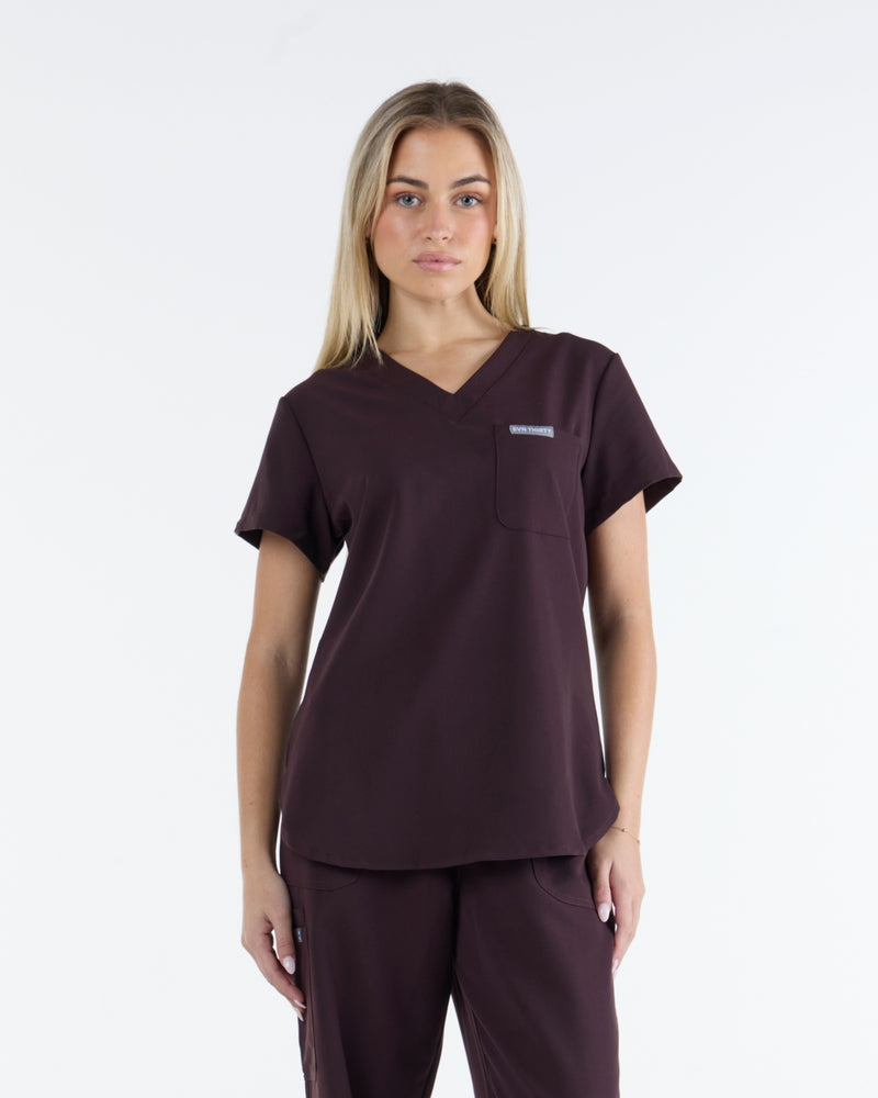 Tuck-In Scrub Top Velvet Brown