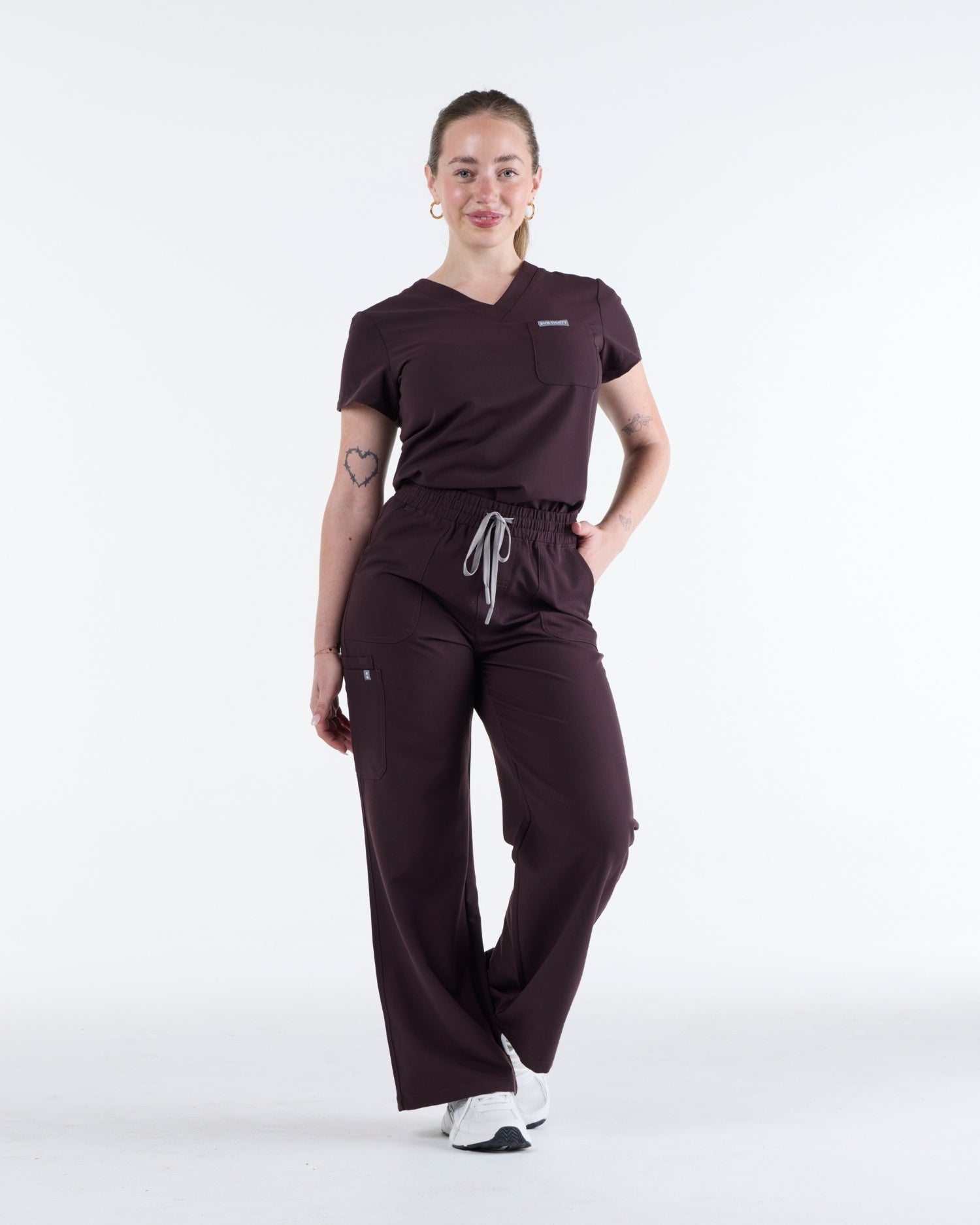 Tuck-In Scrub Top Velvet Brown
