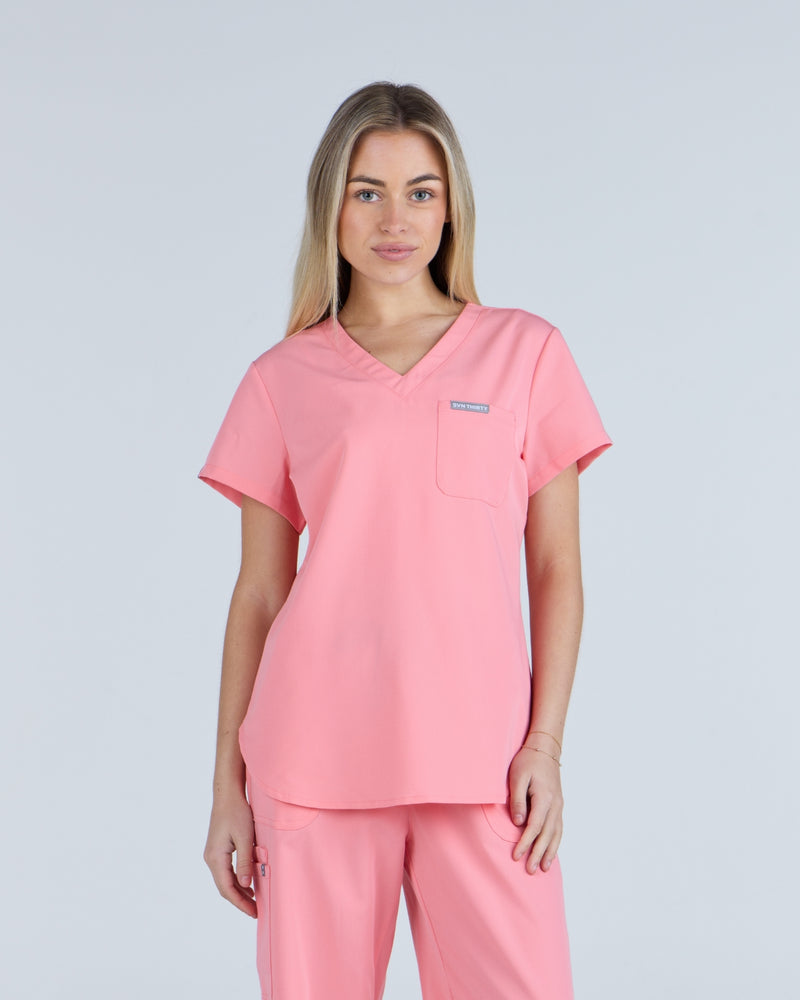 Tuck-In Scrub Top Blooming Pink