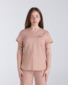 Tuck-In Scrub Top Cappuccino Gingham