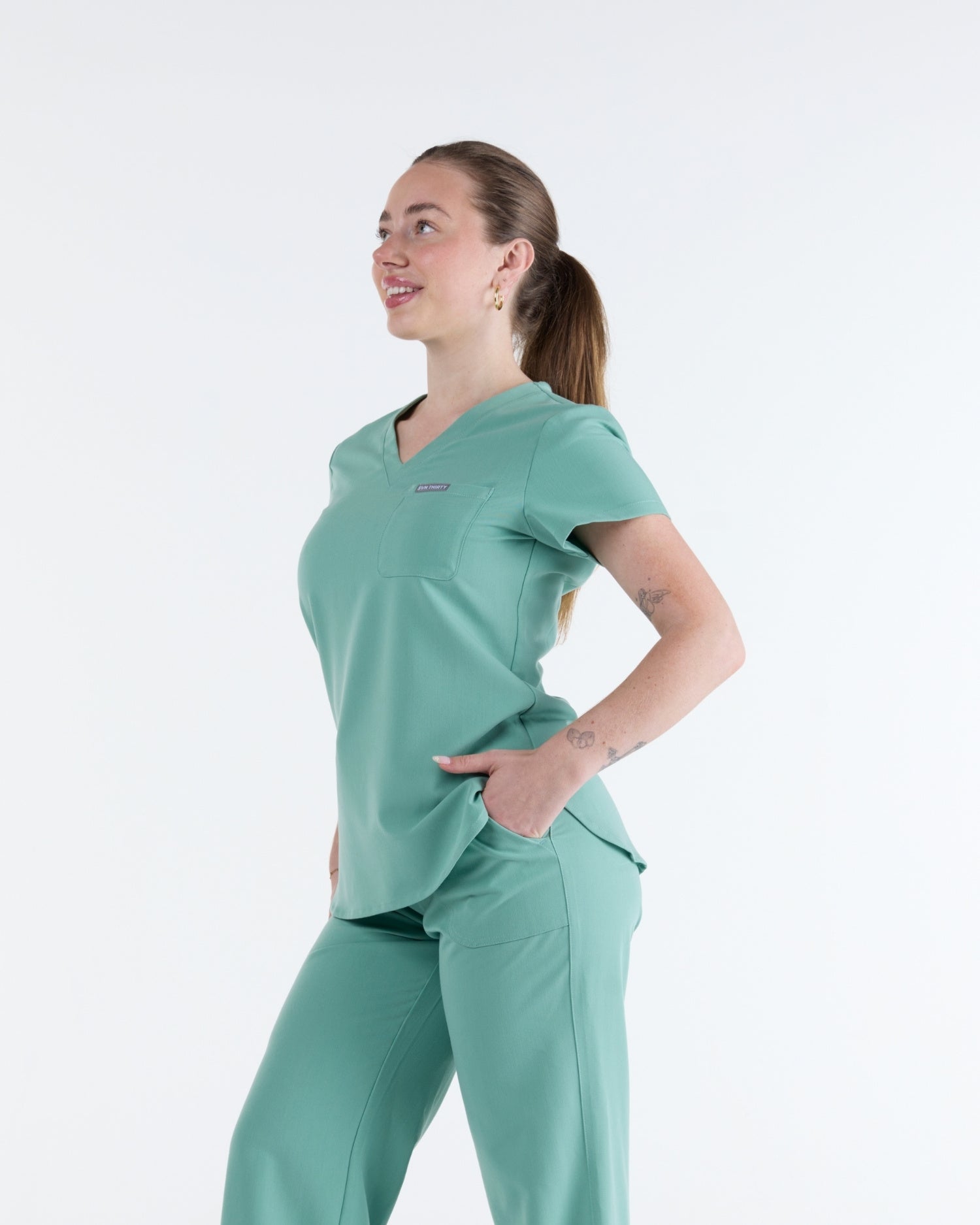 Tuck-In Scrub Top Mist Green