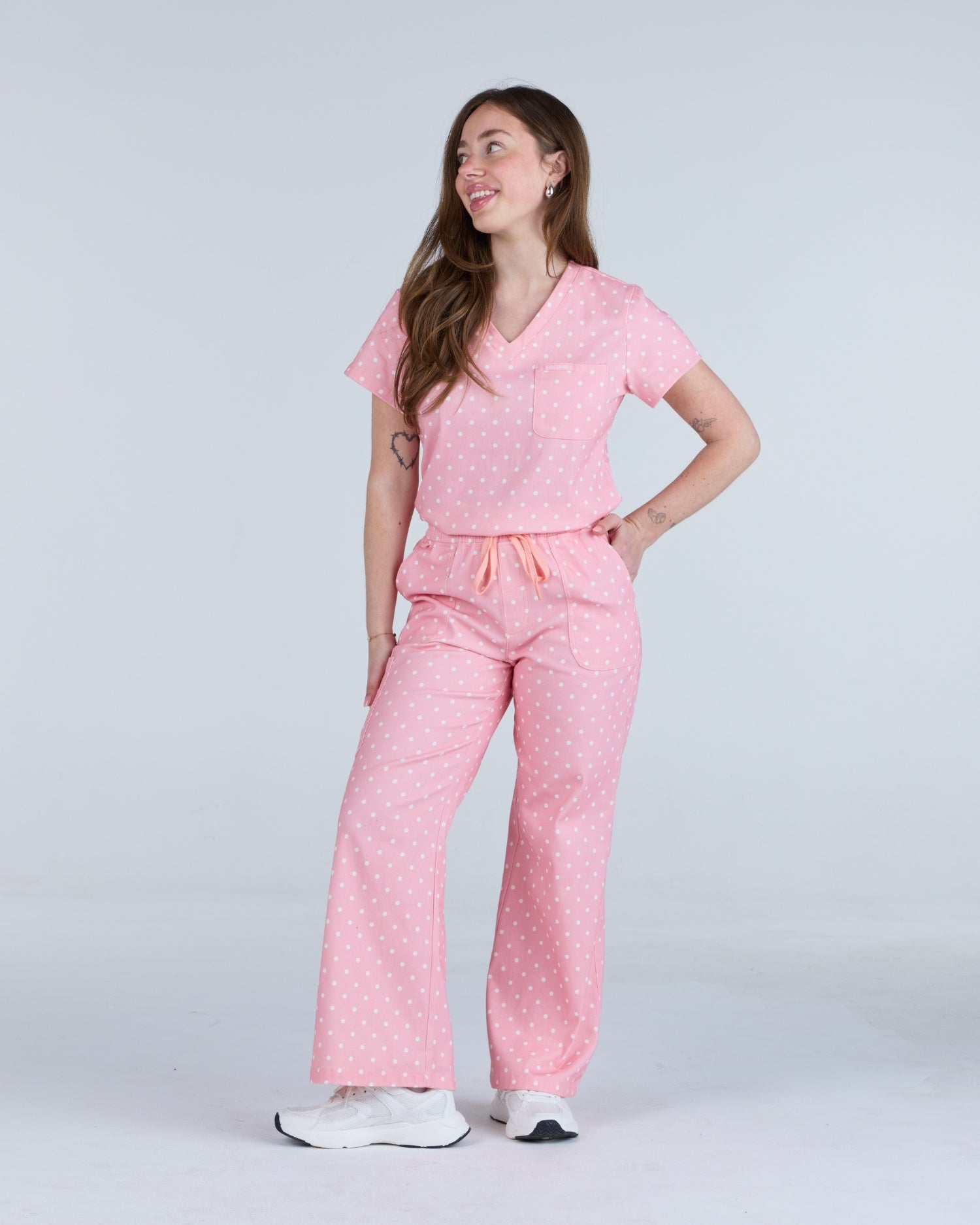 Tuck-In Scrub Top Peony Polka