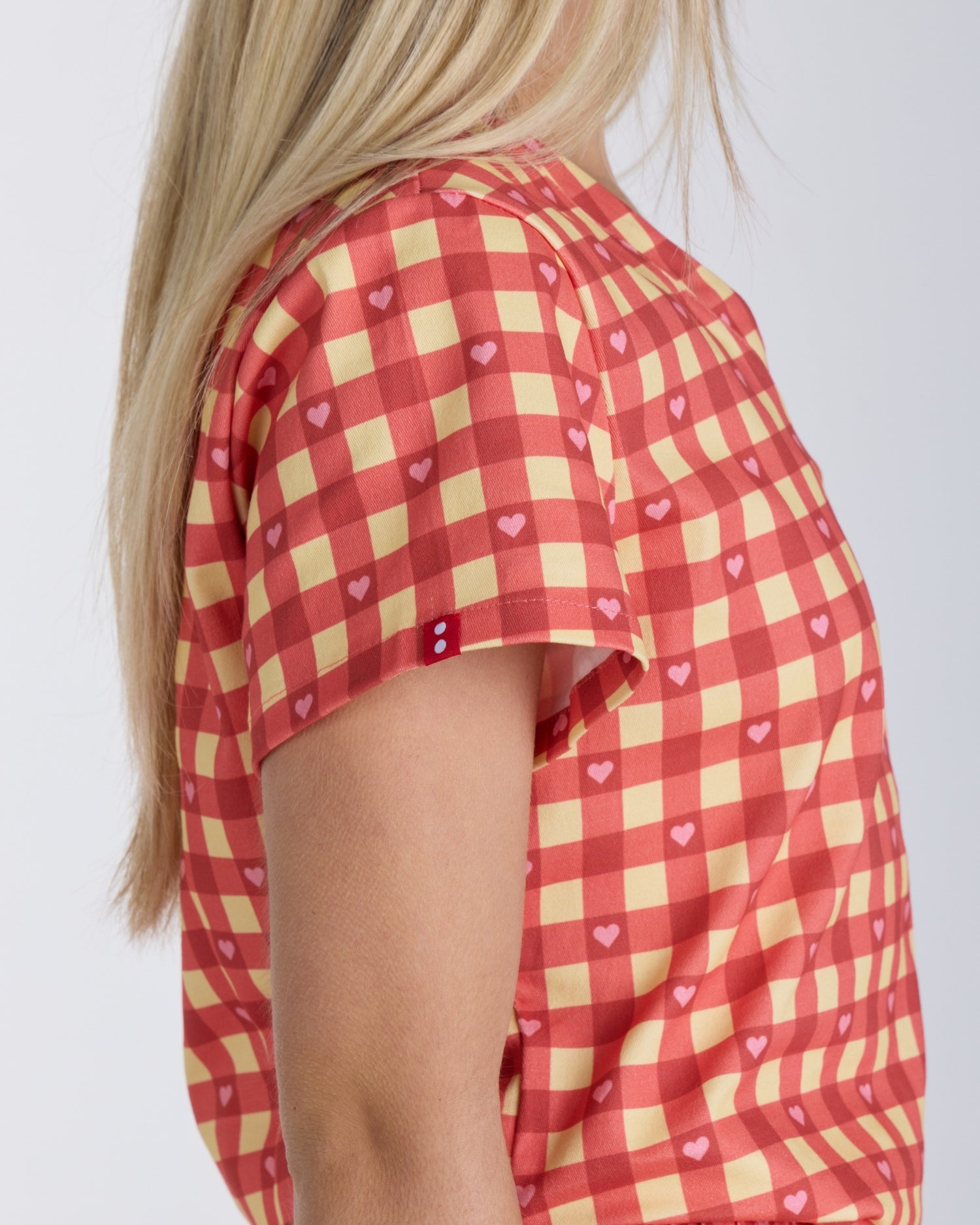 Tuck-In Scrub Top Ruby Gingham