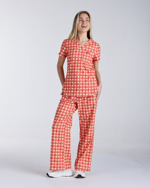 Tuck-In Scrub Top Ruby Gingham