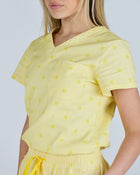 Tuck-In Scrub Top Butter Cream Polka