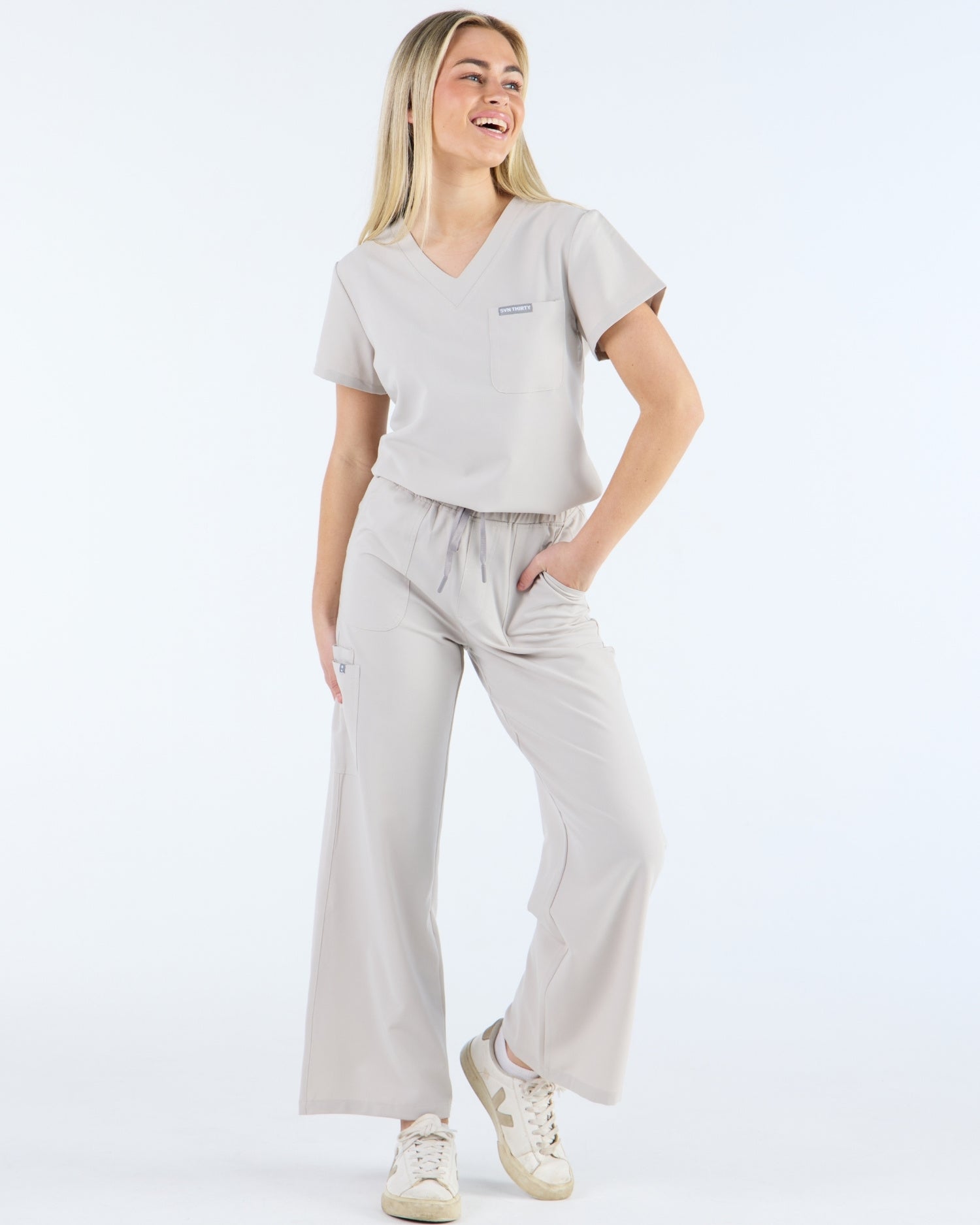 Lounge Leg Scrub Pants Silk Sand